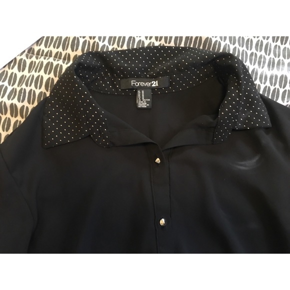 Forever 21 Black Gold Studded Collar Button-Down Blouse - Picture 4 of 4